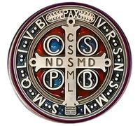 Ymxygz Saint Benedict Brooch Stainless Steel St. Benedict Pin Jesus Cross Religious Catholic Amulet of Strength Protection Peace Prayer Jewelry