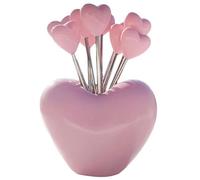 Ymxygz Set of 10 Stainless Steel Fruit Forks and 1 Pink Holder, Fruit Forks, Dessert Forks Fruit Forks Salad Forks Food Picks Children's Food Pick