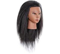 Ymxygz Training African Head with 100% Human Hair Mannequin Head Cosmetology Afro Hair Manikin Head for Practice Styling