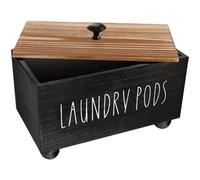 Ymxygz Wooden Laundry Pods Container, Multi-function Fabric Softener Storage Box Washing Capsules Organizer for Laundry Room