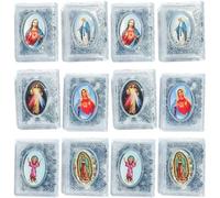 Ymxygz Wooden Rosary Bead Necklace 12pcs Wood Catholic Rosaries with Jesus Holy Cross First Communion Wood Carved Rosary for Men Women