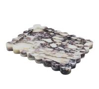 YMXYJM Genuine Calacatta Viola Scalloped Marble Tray, Real Natural Marble Stone Tray, Luxury Decorative Trays for Bathroom, Dresser, Vanity, Kitchen, Home Decor, 10.6" x 8", Calacatta Viola Purple