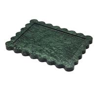 YMXYJM Genuine Indian Green Scalloped Marble Tray, Real Natural Marble Stone Trays, Luxury Decorative Trays for Bathroom, Dresser, Vanity, Home Decor, 10.6" x 8", Dark Emerald Green