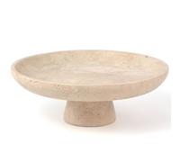 YMXYJM,Natural Travertine Fruit Bowl, Marble Pedestal Bowl, Beige