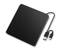 YMY External CD DVD Drive, Portable 2 in 1 USB3.0 & USB-C CD/DVD-RW Recorder Optical CD Burner for Windows Mac OS, Compatible with HP, Dell XPS, Macbook, Macbook Pro 2019,2020 (Black)