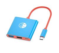 YMY USB-C Hub, Portable 4K HDMI Adapter with USB 3.0 and Charging Port for Enhanced Gaming Experience,Compatible with Nintendo Switch, Macbook Pro, Air/iPad Pro, Dell XPS, Surfacebook etc (Blue-Red)