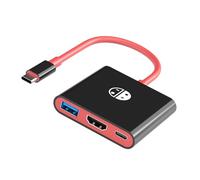 YMY USB-C Hub, Portable 4K HDMI Adapter with USB 3.0 and Charging Port for Enhanced Gaming Experience,Compatible with USB C Laptops or Smartphones with DP/ALT mode (Mixed Black-Red)