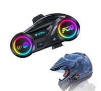 YMY Y13 Pro Motorcycle Helmet Bluetooth Headphones with 500M 2-Rider Intercom, IPX6 Waterproof, Noise Cancelling, RGB Lights, FM Radio & Voice Assistant (1-Pack)
