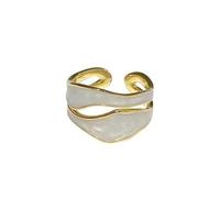 YMYDRCRPO Alloy Rings Geometric Double-layer Hollow for Women's Fashion Temperament Irregular Drop Glaze Color Blocked Open Ring Style Inde