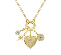 YMYDRCRPO Classic Necklace Adjustable Plated Necklaces with Charm Set Chain Heart, Star, Gemstone Evil Eye, Teardrop Cubic Zirconia Jewelry for Women Girls for Travel, Party