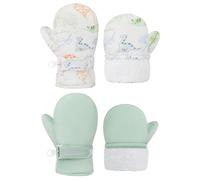 YMYDYFC Baby Toddler Mittens Waterproof Winter Snow Gloves with Fleece Lining Thermal Cold Weather Warm Windproof Ski Skating Kids Boys Girls Jungle Dino&Pure Light Green 1-2T