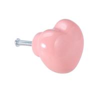 YMYGCC 2pcs Pink Ceramic Cabinet Knob Drawer Handle Single Hole Round Heart Checkerboard Pattern Cute Pull Kitchen Bathroom w/Screw 38mm(Heart)