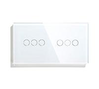 YMYGCC Light Switch 6 Gang Luxury Wall Touch Sensor Switch For Home 157mm Light Switch White Black Golden Crystal Class Panel Switch 3 Colors Light Switch Cover (Color : White, Standard : 1)
