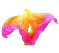 YMYGCC Real Silk Belly Dance Veils Women Belly Dance Veil Scarf Silk Veil Belly Dance Red orange yellow 25(14,300x114cm)