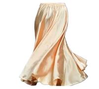 YMYGCC Women Dance Large Swing Skirt 720 Degree Belly Dance Long Skirt Tribal Gypsy Costume Lady Bellydance Satin Long Full Skirts(Gold,Hemline 720 L 85cm)