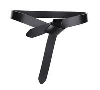 YMYGCC Women Skinny Elasticated Knot Belts Free Adjustable Stretch Belt Cinch Waist Band Soft Leather Cinch Tie up for Ladies Dress Jumpsuit Long Shirt Long Coat Decoration (Black)