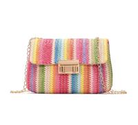 YMYL Women's Striped Straw Clutch Bag Summer Boho Beach Crossbody Bag Small Raffia Envelope Shoulder Purse for Vacation Travel