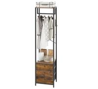 YMYNY Coat Rack with Non-woven Drawer, Garment Rack, Freestanding Tall Closet Organizer, Clothes Rack with Rod, Industrial Storage Rack for Hallway Bedroom living Room, 39×29×179CM Brown HGR001H