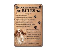 Ymyoo Metal Sign Tin Sign Vintage Wall Art Cocker Spaniel Rules Metal Garden Signs For Home Decor 8×12 Inches