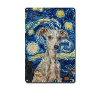 Ymyoo Metal Sign Tin Sign Vintage Wall Art Italian Greyhound Starry Night Sprinter Sleek Greyhound in Night for Home Courtyard and Seasonal Celebrations Waterproof Aluminum 8×12 Inches