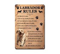 Ymyoo Metal Sign Tin Sign Vintage Wall Art Labrador Rules Toilet Decor Tin Sign For Restaurant 8×12 Inches