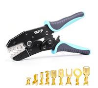 YMYP Crimping Tool for Non-Insulated Open Barrel Terminals & Receptacles - Ratcheting Wire Crimper - AWG 20-10 (0.5-6mm²) U-Shaped - Electrical Crimping Tool