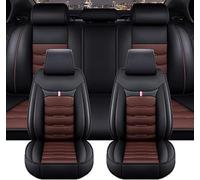 YMYQF Car Seat Cover Sets for Dacia Logan MCV Fiskal Stepway/Nova/Supernova/Sandero, 5 Seats Leather Waterproof Non-Slip Breathable Full Set Front Rear Seat Protectors,Black-brown