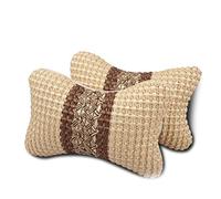 YMZ 2 Piece Car Seat Universal Headrest Neck Pillow Seat Small Headrest Car Interior Accessories Jewelry (Beige)