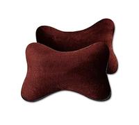YMZ 2 Pieces Car Artificial Plush Head Pillow Super Soft Short Plush Warm Cute Head Pillow Car Supplies Head Pillow Fits Most Cars (Coffee)