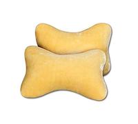 YMZ 2 Pieces Car Artificial Plush Head Pillow Super Soft Short Plush Warm Cute Head Pillow Car Supplies Head Pillow Fits Most Cars (Beige)