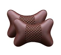YMZ 2 Pieces of Artificial Leather Car Headrest Car Seat Neck Pillow Breathable Neck Pillow Car Interior Supplies (Brown(2pcs))