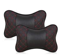 YMZ 2pcs Four Seasons Universal Artificial Leather Car Headrest Neck Pillow Comfortable Car Seat Pillow Supplies Suitable for Most Cars (Black)