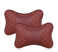 YMZ 2pcs Four Seasons Universal Artificial Leather Car Headrest Neck Pillow Comfortable Car Seat Pillow Supplies Suitable for Most Cars (Red)