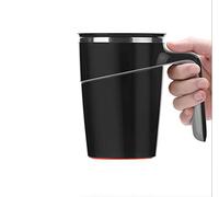 YMZ Creative Anti-Spill Travel Cup Strong Suction Office Anti-fall Cup Artifact Coffee Cup with Lid and Handle (Black)