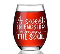 Ymzkpoa A Sweet Friendship Refreshes the Soul - Proverbs 27:9,Cute Chriatian Stemless Wine Glass Gifts for Women Sister,Faith Based Gifts for Her,Best Friendship Gift for Longdistance Friend-52