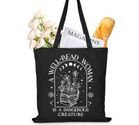 Ymzkpoa Bookish Gifts for Her,Women, Reader, Librarian,Friends,Mom,A Well-Read Women is a Dangerous Creature Canvas Tote Bag,Book Club Gifts,Christmas,Thanksgiving,Birthday Gift for Book Lover