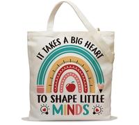 Ymzkpoa Teacher Appreciation Gifts for Women,Preschool Teacher,Teacher Bag Gifts for Christmas,Thanksgiving,Birthday,End of Year,It Takes a Big Heart to Shape Little Minds Canvas Tote Bag-32