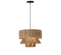 YNAHZAOK Southeast Asia Style Natural Hemp Rope Pendant Lighting Hand Knitted Hemp Rope Pendant Lamp with Adjustable Suspension Line E27 Base for Kitchen Island Dining Living Room Bedroom Cafe