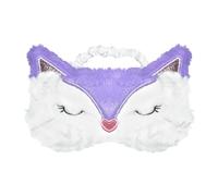 Ynaice Cute Eye Mask for Sleeping, Cartoon Fox Animal Soft Fluffy Plush Sleep Mask Travel Breathable Eyeshade Funny Novelty Eye Shade Cover(Fox,Purple)