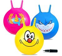 Ynanimery 3 Pack Space Hoppers Bounce Balls with Handle for Kids Age 3-9,18 Inch Hopper Ball with Pump,Hopper Toy for Boys Girls Indoor and Outdoor Garden Game,Ride on Spin Toys Balance Exercise Fun