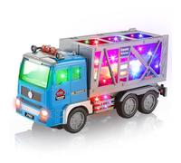 Ynanimery Toy Car Transporter Truck Toy for Kids Age 3+, Cargo Vehicle Toys with 4D Lights and Sounds, Bump and Go Container Truck Toys Gift