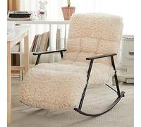 YNAYGDIUGD Upholstered Glider Rocker Chair,Outdoor Rocking Chair With Armrests,patio Rocking Chair With Side Pockets,for Living Room, Hotel, Bedroom, Beige (Color : Black)