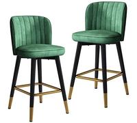 YNBSHGAA 360° Swivel Bar Stools Set of 2, Velvet Upholstered with High Backrest, Cushioned Platform, Non-Slip Feet, Ideal for Kitchen Island & Living Room,8-Color 2-55 cm