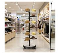 YNBSHGAA 6 Tier Large Hat Rack Stand with 30 Hooks, Standing Hat Tree Display for Retail Stores and Baseball Cap Organizer Storage,Black