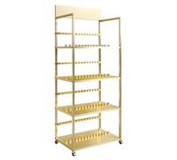 YNBSHGAA Ceramic Tile Display Rack with Wheels, Portable for Retail Exhibitions, Durable Holder Stand for Stores Studios,Gold-60x35x155 cm