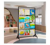 YNBSHGAA Gridwall Panel Display Stand, Rolling Metal Mesh Store Rack with 4 Wheels & 20 Hooks, Freestanding Retail Display for Trade Shows & Art Exhibits,8-Black-80x40x160cm