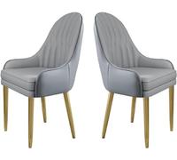 YNBSHGAA Kitchen Dining Room Chairs Set of 2 Modern Microfiber Leather Upholstered Dining Chairs with Metal Legs and Ergonomic Backrest for Living Room Dining Room Bedroom,F-One Size