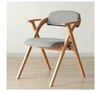 YNBSHGAA Mid Century Blue Leather Dining Chairs with Arms Cushioned Folding Chairs for Indoor Use Padded Seat & Backrest Stylish Wooden Accent for Living Room Kitchen Office Study,4-Light Gray