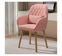 YNBSHGAA Mid Century Modern 360° Swivel Dining Chairs Ergonomic Velvet Upholstered Office Chair with Arms Stylish Linen Fabric Kitchen Chairs Gray Wood Legs,2-Pink-1