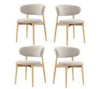 YNBSHGAA Mid-Century Modern Dining Chair Set of 6 - Solid Wood with Linen Cushions, Curved Backrest, Upholstered Kitchen Chairs for Living Room & Dining Room, Walnut Finish,Protocolo-30